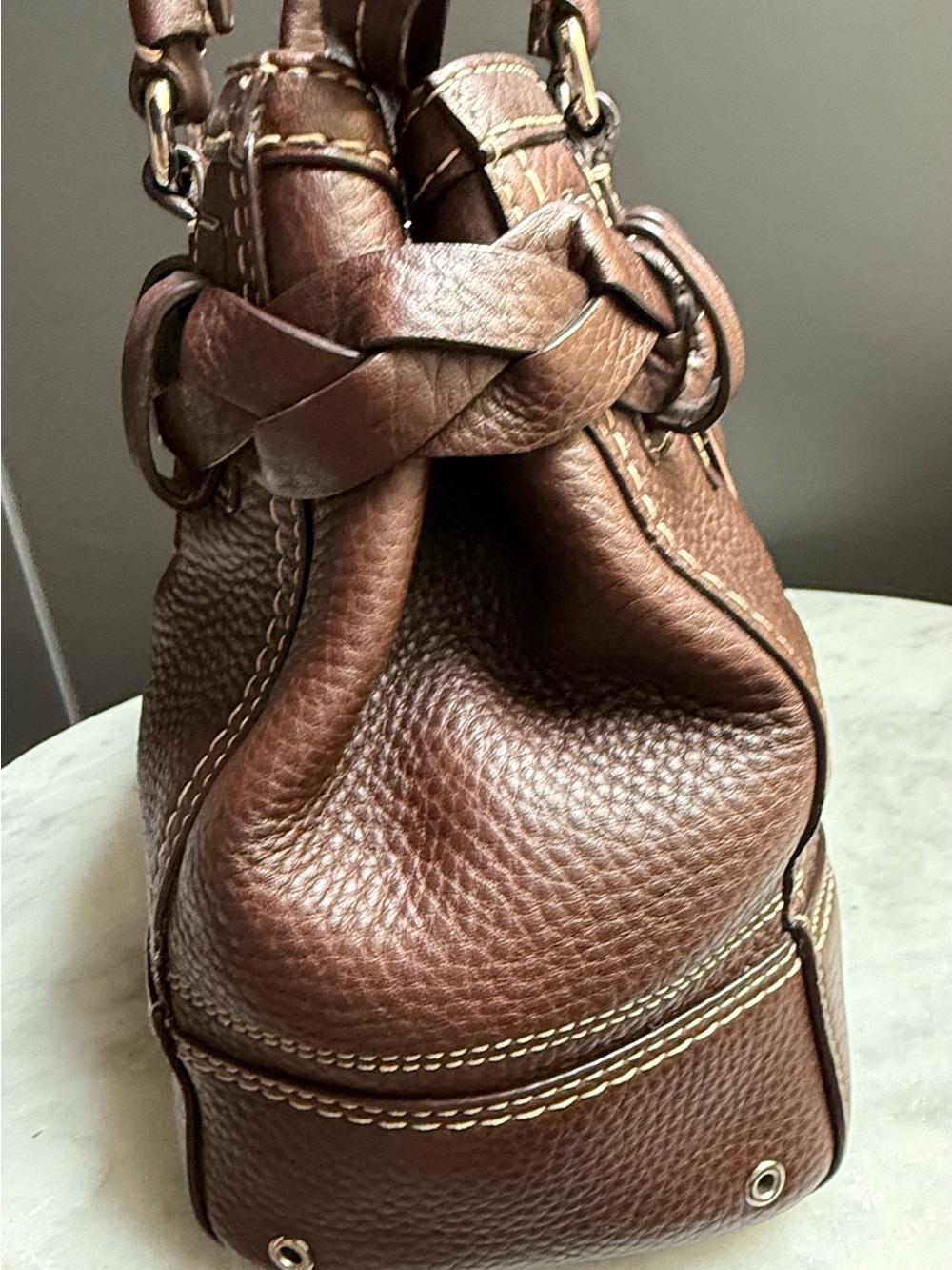 Coach Hamptons Leather Carryall Satchel w/Braided Belt Detail F13084 - Picture 7 of 12